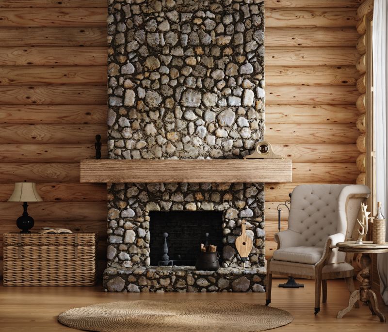 Restored Stone Fireplace